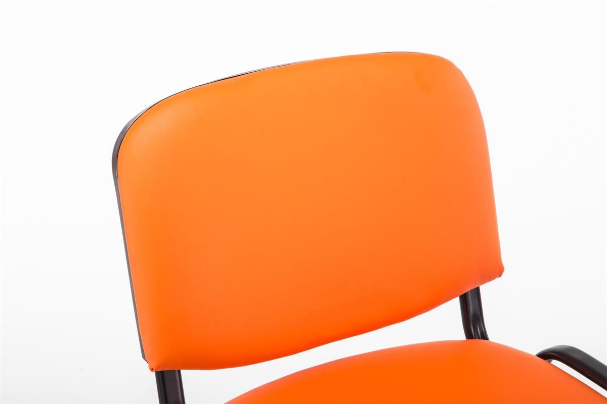 TPFLiving Besucherstuhl Keen Sitzfläche: Konferenzstuhl Messestuhl), - schwarz (Besprechungsstuhl Gestell: - Polsterung matt mit Warteraumstuhl - orange hochwertiger Metall Kunstleder 