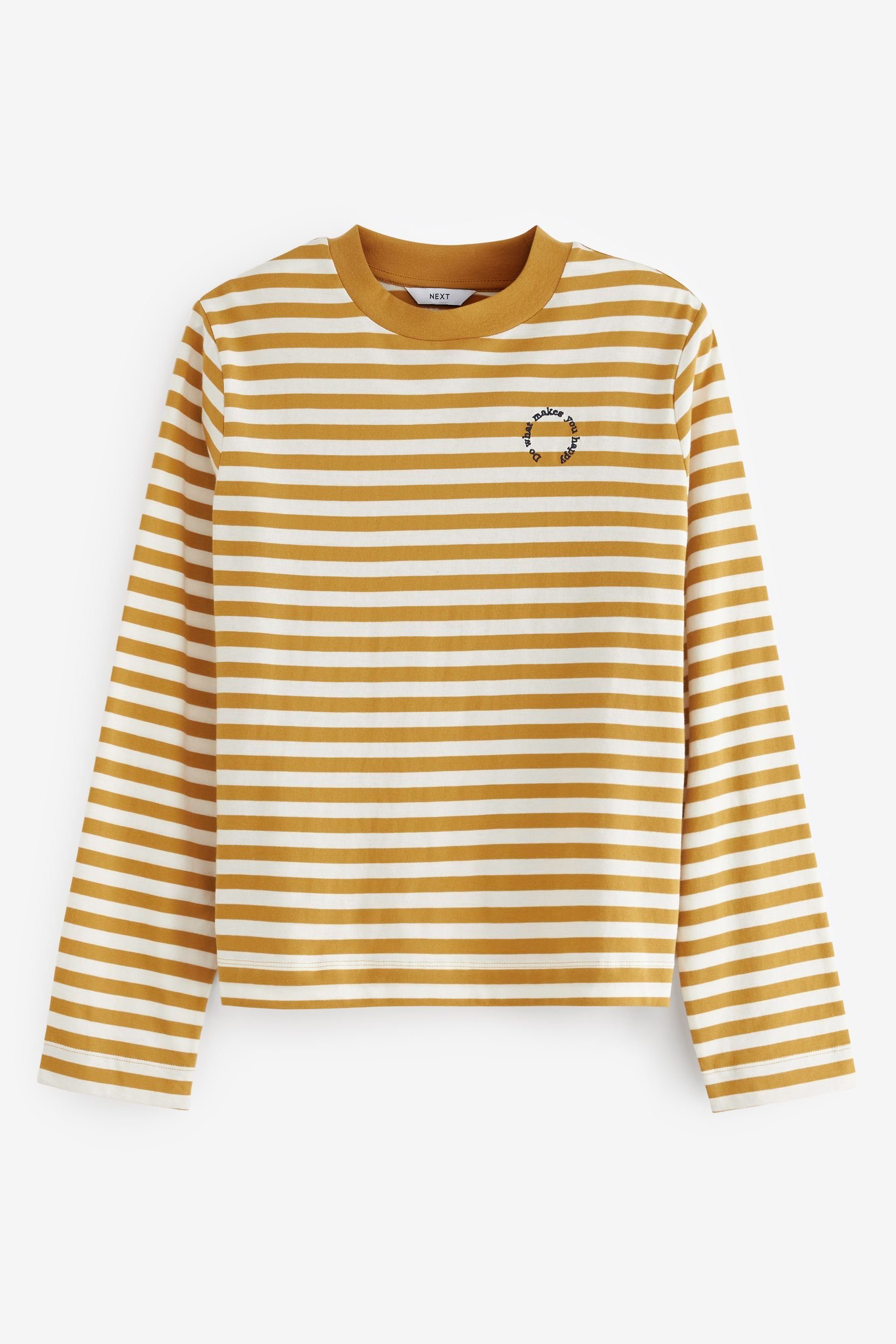 (1-tlg) Yellow Shirt Ochre Next Langarmshirt Rundhalsausschnitt mit Stripe