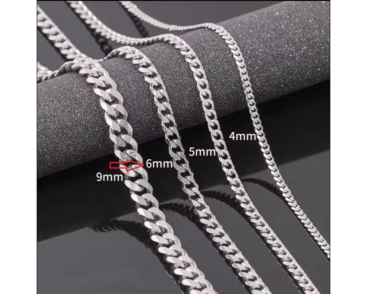 KARMA Panzerkette Edelstahlkette Herrenkette Damenkette silber Halskette Herren (1-tlg., wasserfest - antiallergisch), Herrenschmuck Damenschmuck Silberkette Gliederkette