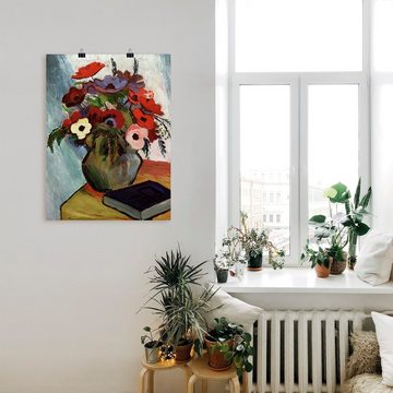 Artland Wandbild Stilleben mit Anemonen und blauem Buch, Arrangements (1 St), als Leinwandbild, Poster in verschied. Größen