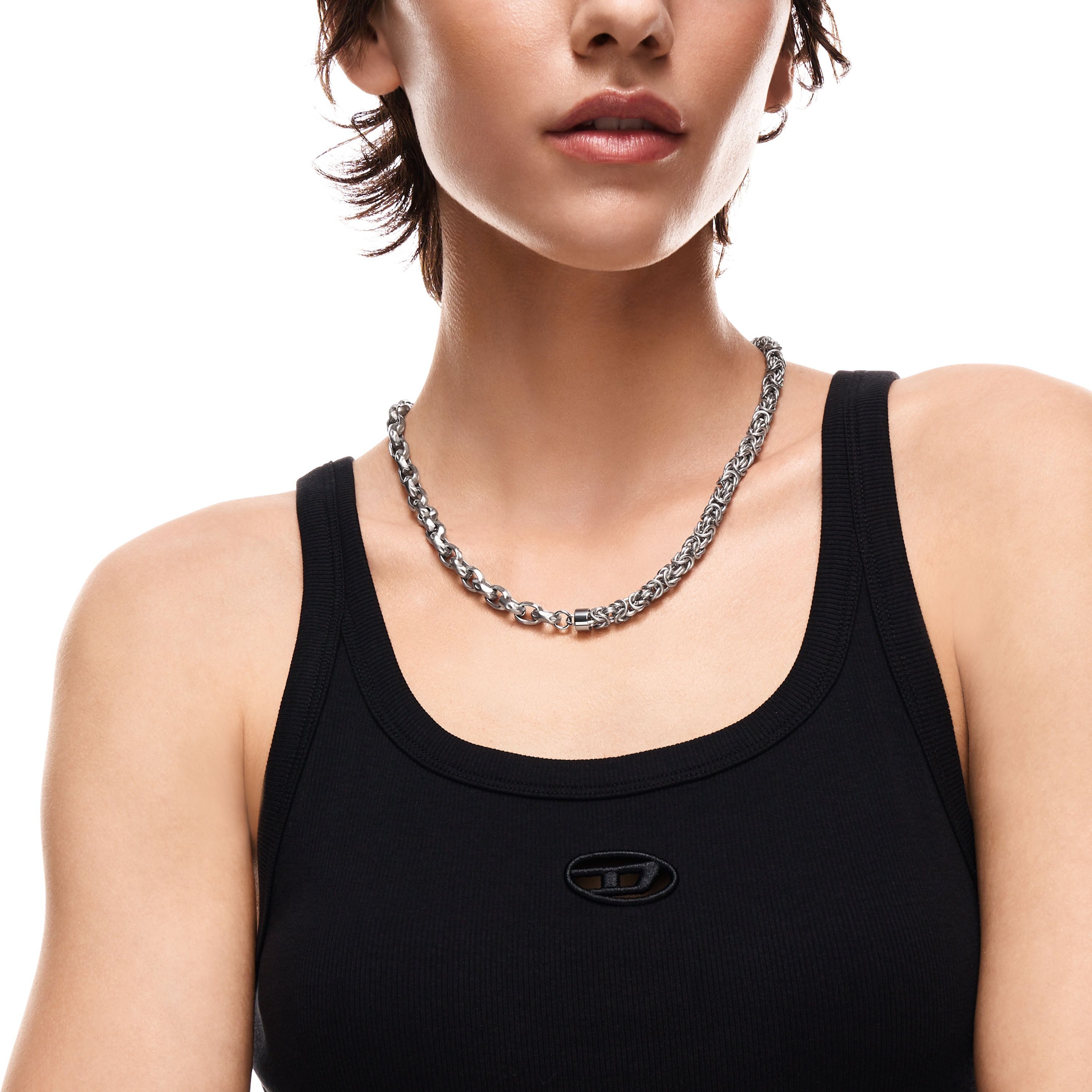 Diesel Kette ohne Anhänger Schmuck Geschenk Edelstahl Halsschmuck Halskette Diesel Font, Emaille