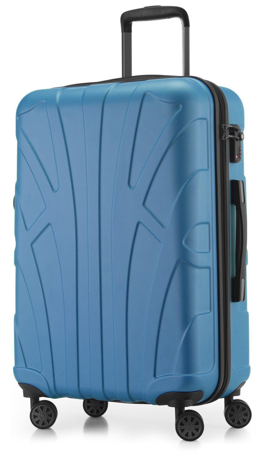 Suitline Koffer S1, 4 Rollen, Robust, Leicht, TSA, Erweiterbar, 65 cm, ca. 58 - 68 Liter Packvolumen Cyanblau