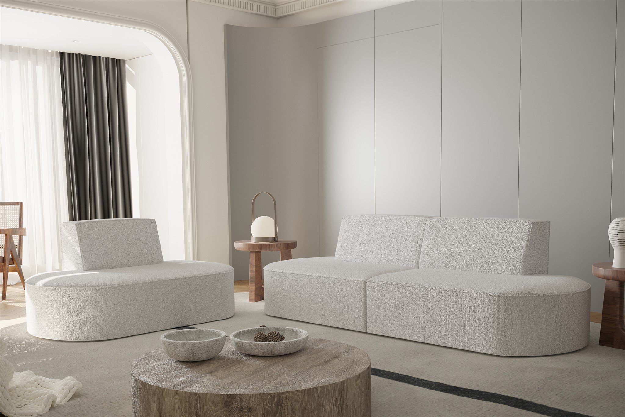 Fun Möbel Polstergarnitur Sofaset Designersofa MILOT 2-1 in Stoff, (Set, 2-tlg), Rundumbezug