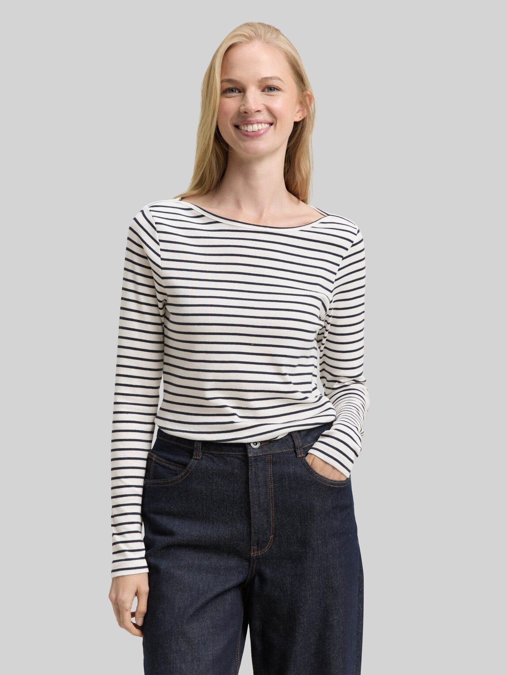 TOM TAILOR Langarmshirt T-Shirt Langarmshirt mit Streifenmuster