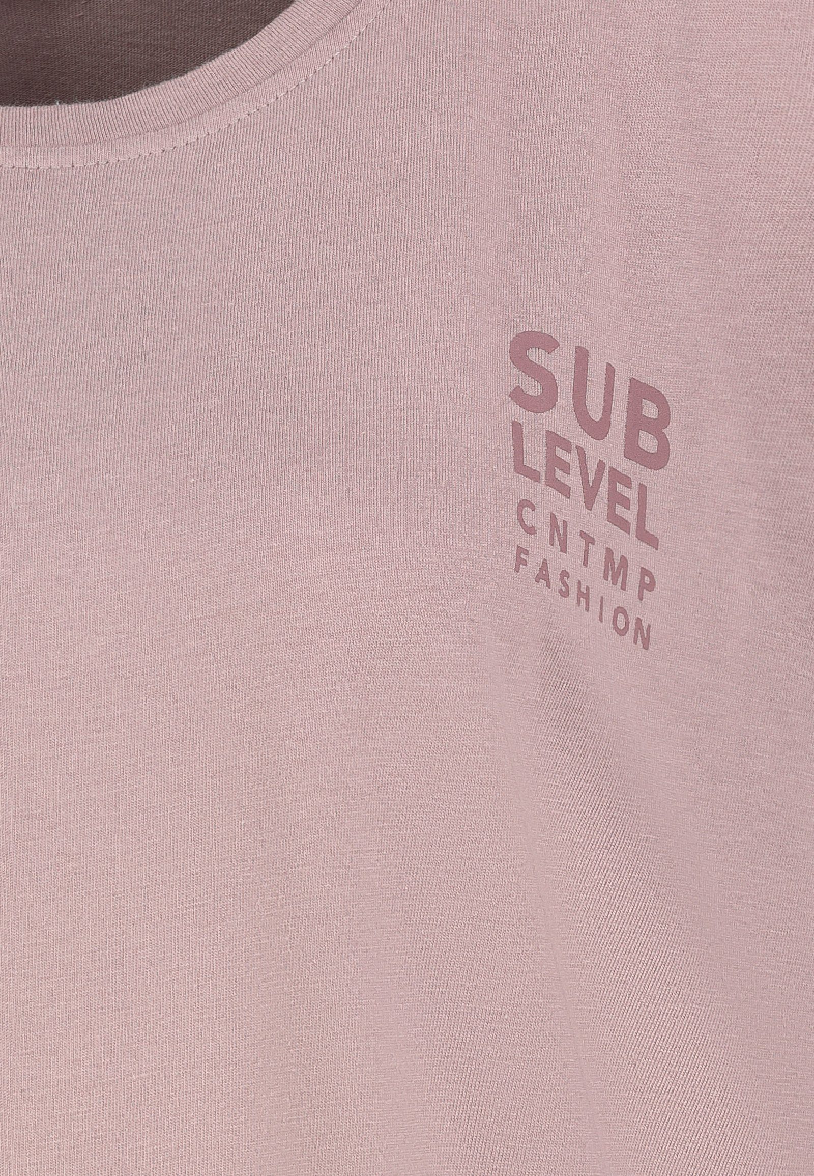 SUBLEVEL T-Shirt Damen Shirt Turn-Up Ärmel Weiches Basic Shirt Rundhals Kurzarm Baunwolle Modal Mix, super soft, unifarben, markenlogo – Bild 5 von 5