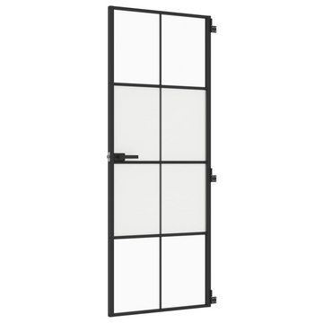 vidaXL Haustür Zimmertür Glastür Innentür Schlank Schwarz 76x201,5 cm Hartglas und Al