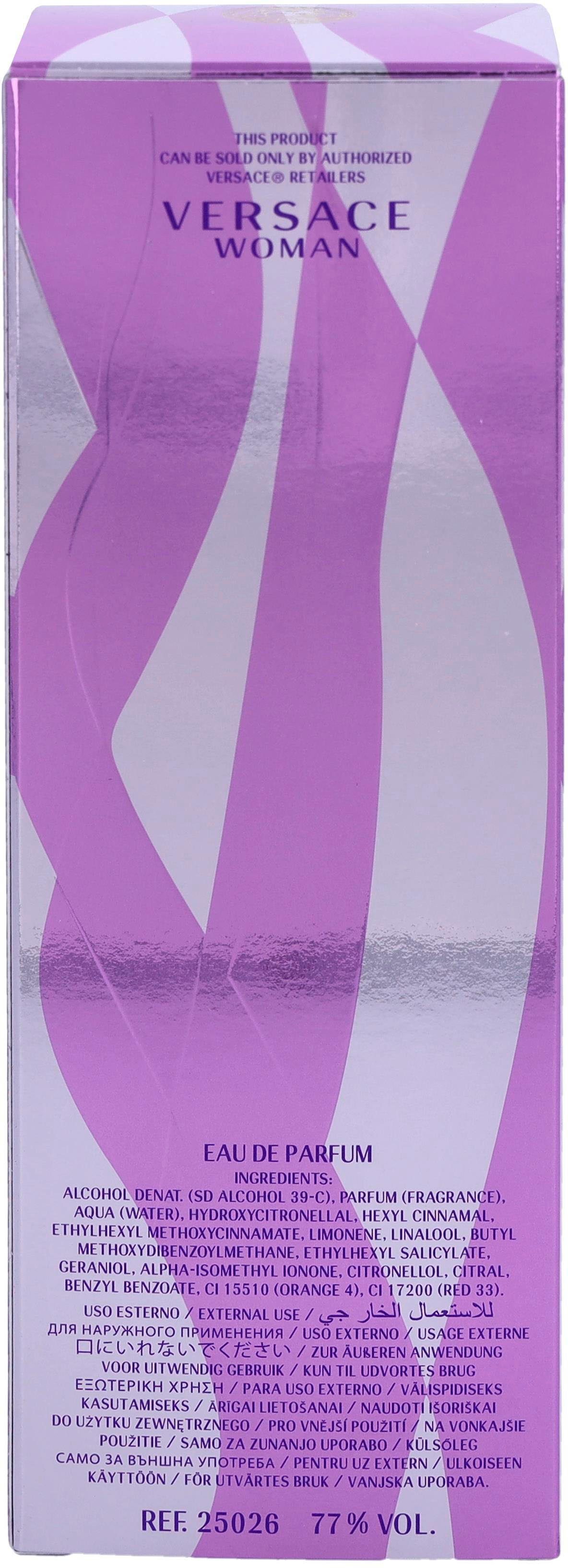 Versace Eau de Parfum Woman, Orientalischer Duft mit Jasmin, Himbeere, Lotos und Bernstein.