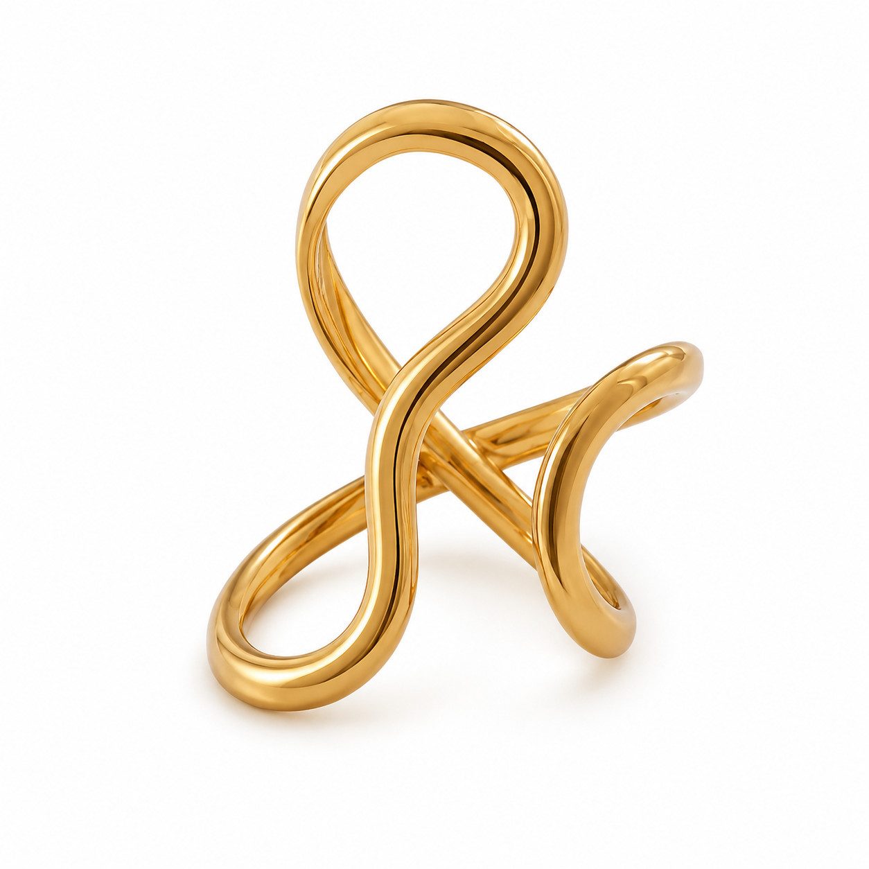 XCOAST Fingerring Verstellbarer Edelstahlring Gold im asymmetrischen Wellen-Design (Edelstahl, 1-tlg., inkl. Schmuckkästchen)