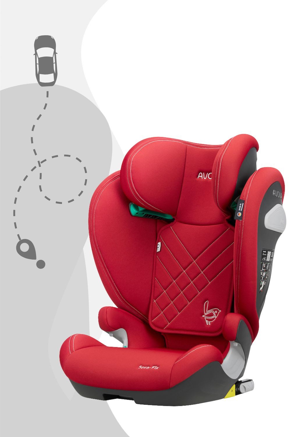 RECARO Autokindersitz Avova Sora-Fix ab 100 cm - 150 cm, Kopfstütze ist 12-fach verstellbar