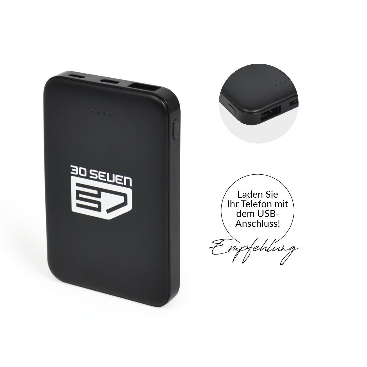 30seven Steppweste beheizte Weste Slim Fit mit gepolstertem Kragen - Schwarz 5V Set inkl. 2 Powerbanks & Ladegerät