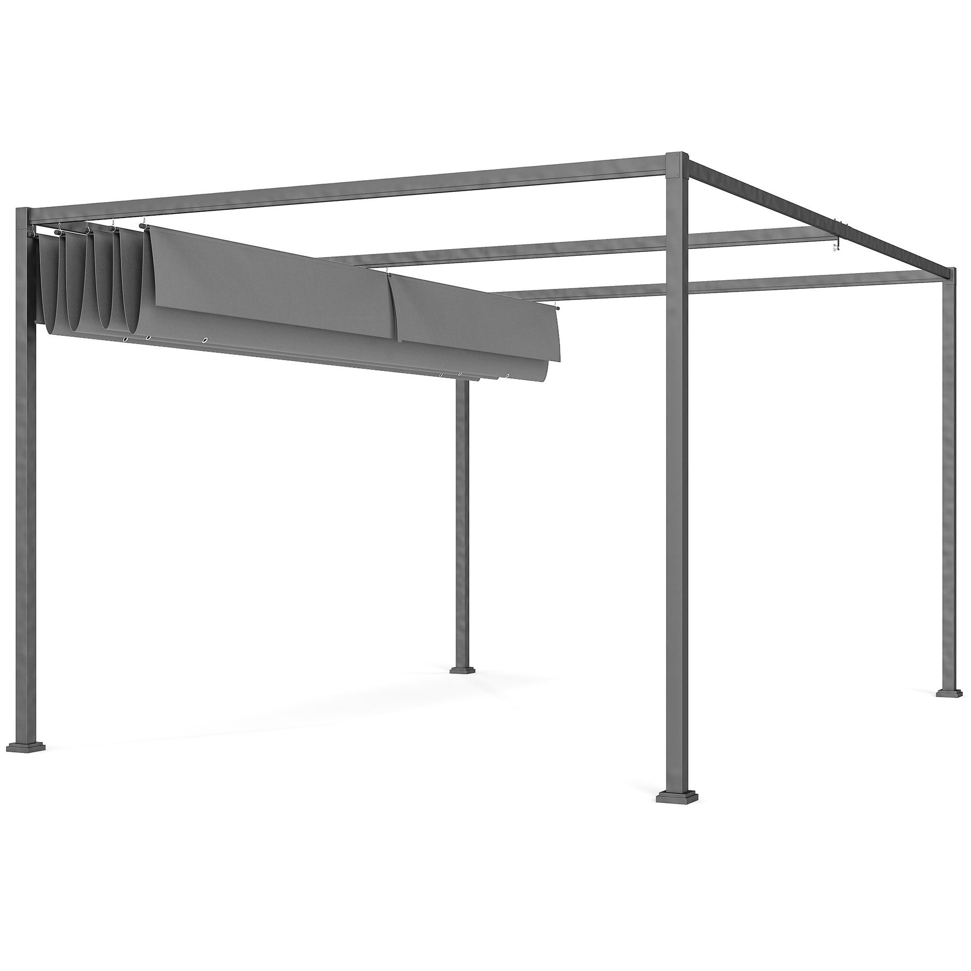 Outsunny Pergola 4x3m, aus Stahl, mit verstellbares Dach, Freistehend, (Garten Pavillon, 1-tlg., Terrassendachung), Sonnenschutz für Terrasse und Garten, Dunkelgrau