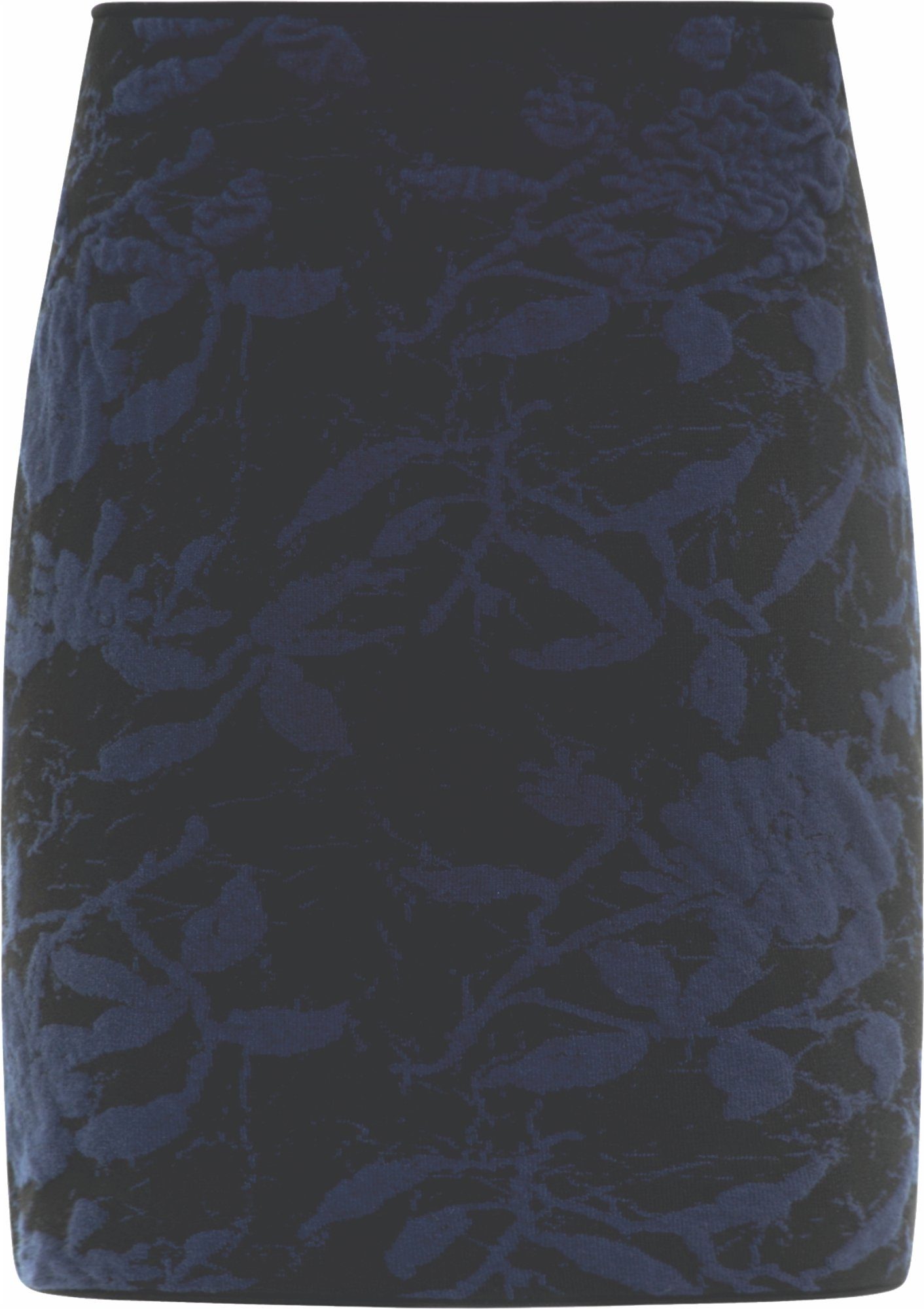 MIA MAI Strickrock HELEN (mit Gummibund) florale 3D gestrickte Muster Nero-Navy | Strickröcke