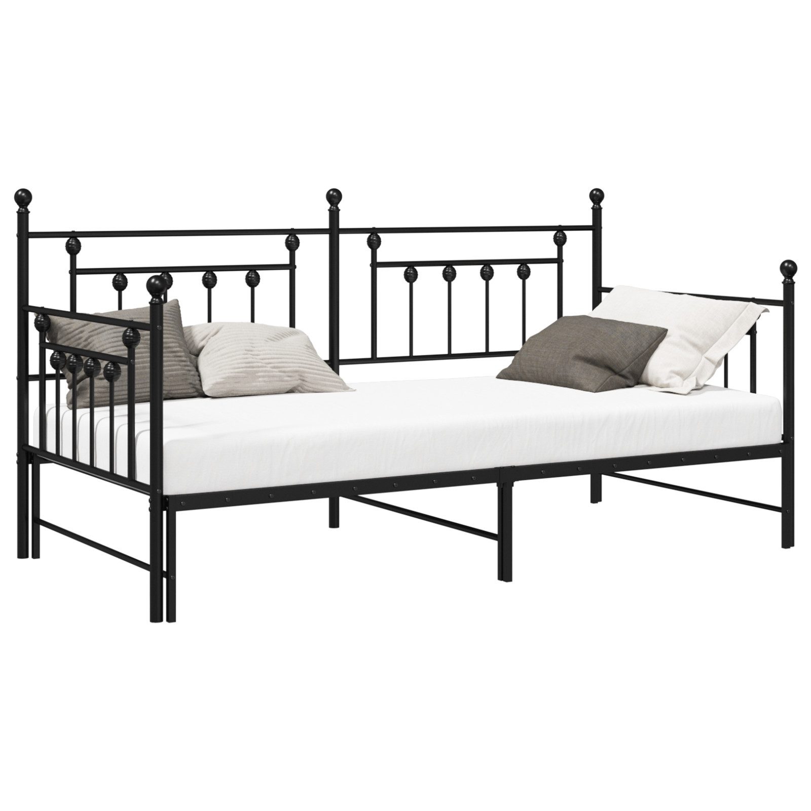 vidaXL Bett Tagesbettgestell mit Ausziehbett Schwarz günstig online kaufen