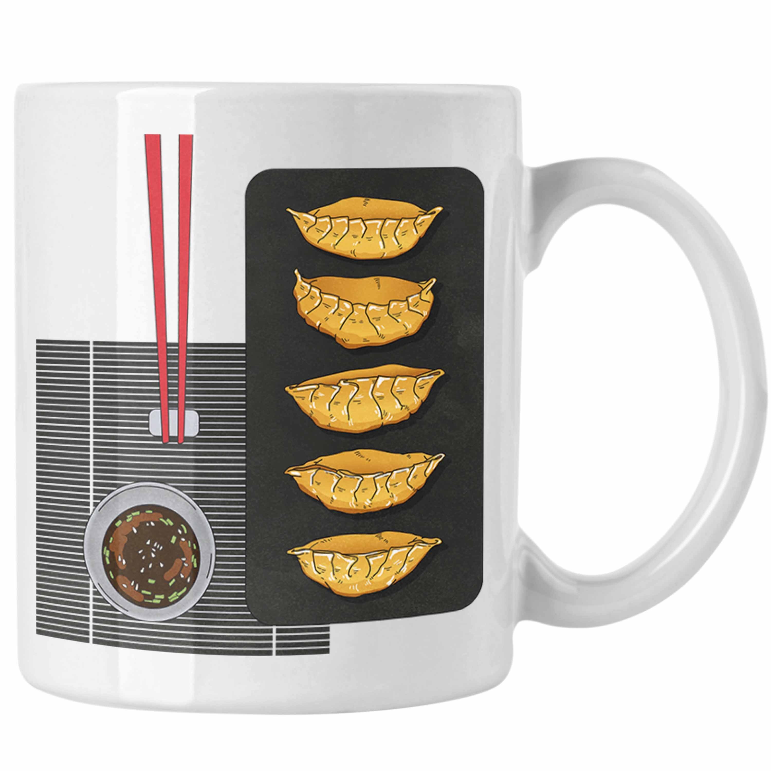 Trendation Tasse Trendation - Dumpling Tasse Geschenk Gyozas Asiatisch Sushi Liebhaber Geschenkidee Witzige Grafik Weiss