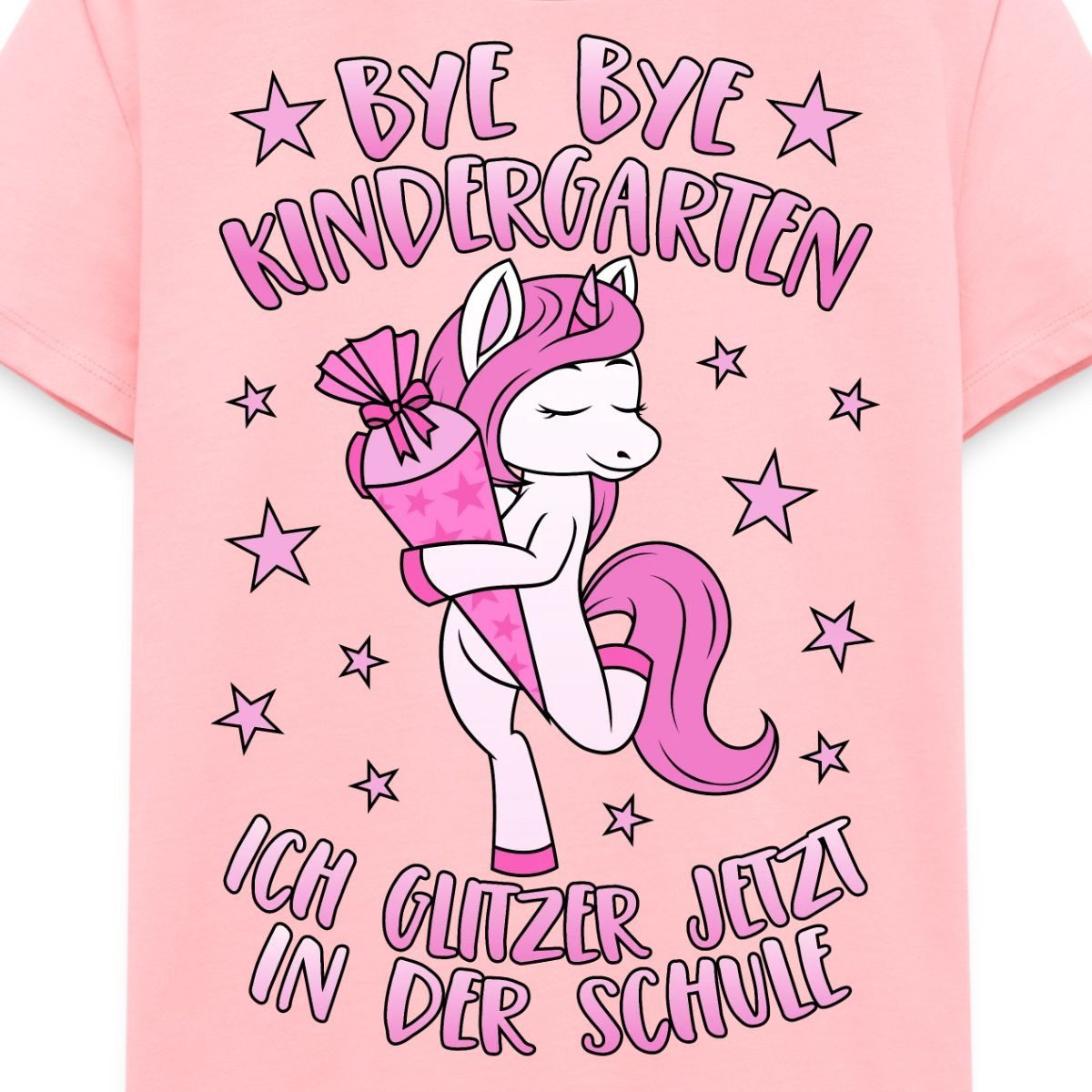Spreadshirt T-Shirt Einschulung Bye Bye Kindergarten Einhorn Schule Kinder Premium T-Shirt (1-tlg) – Bild 2 von 5