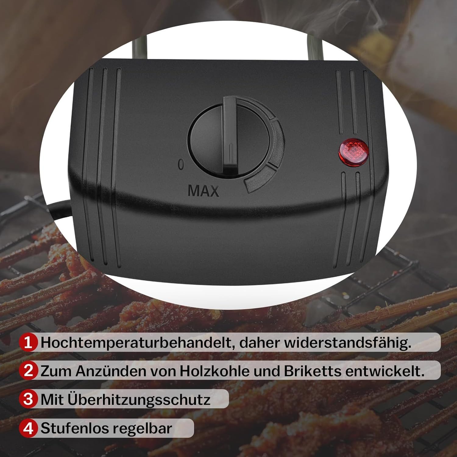 XERSEK Räucherofen 2000W Räucherschränke Heizschlange Elektrisch Heizspirale Smoker, zum Räuchern Universal Räucherzubehör, Elektroheizung BBQ Grill – Bild 3 von 5
