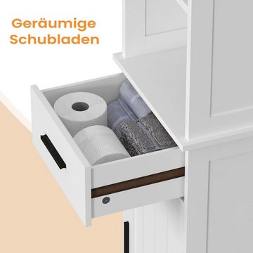 EUGAD Hochschrank (1-St) Badezimmerschrank schmal mit Tür, verstellbare Ablage