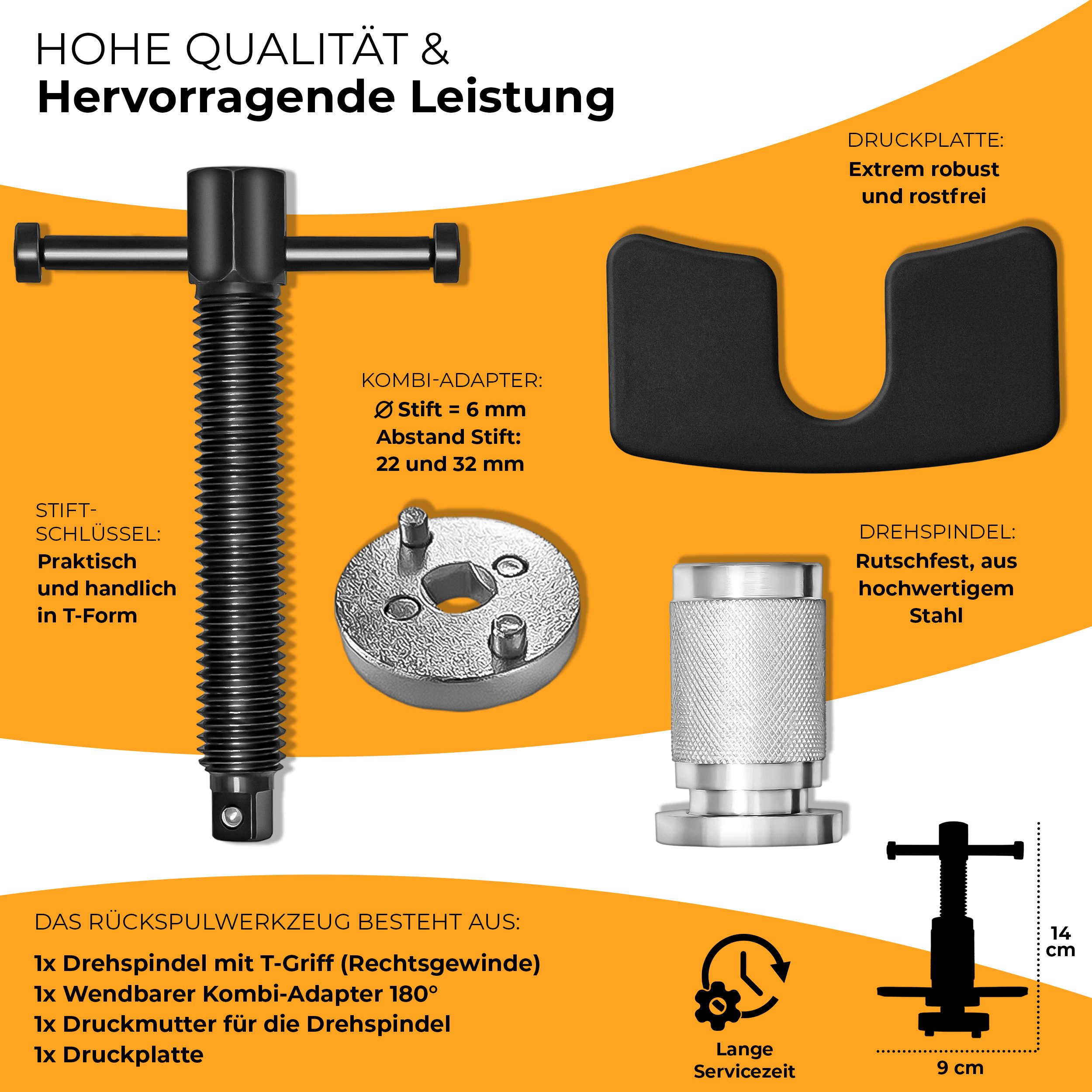 TRESKO Montagewerkzeug TRESKO 3tlg Bremskolbenrücksteller Set Bremskolben Satz Kolben Rückste, universell