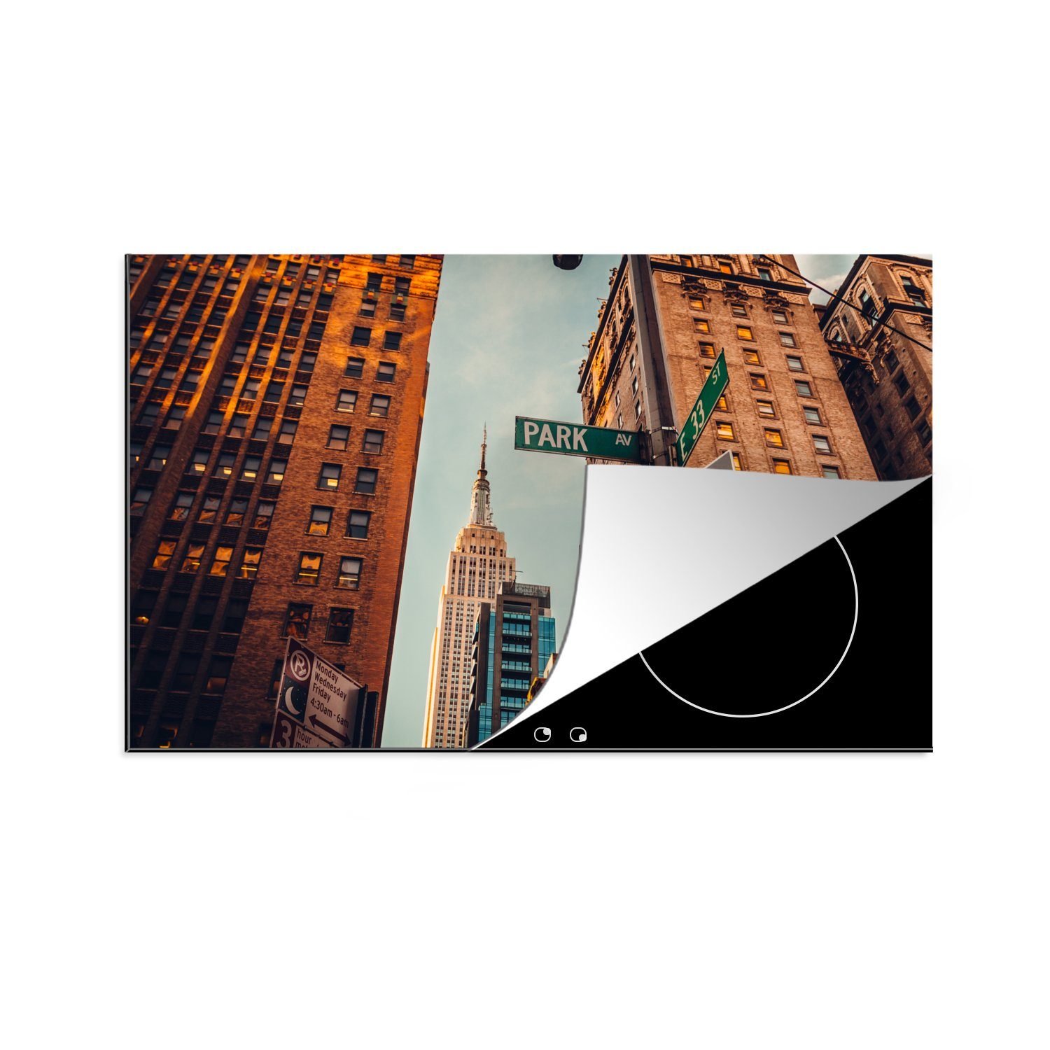 MuchoWow Herdblende-/Abdeckplatte Stadtzentrum New York, Vinyl, (1 tlg), 81x52 cm, Induktionskochfeld Schutz für die küche, Ceranfeldabdeckung | Herdabdeckplatten