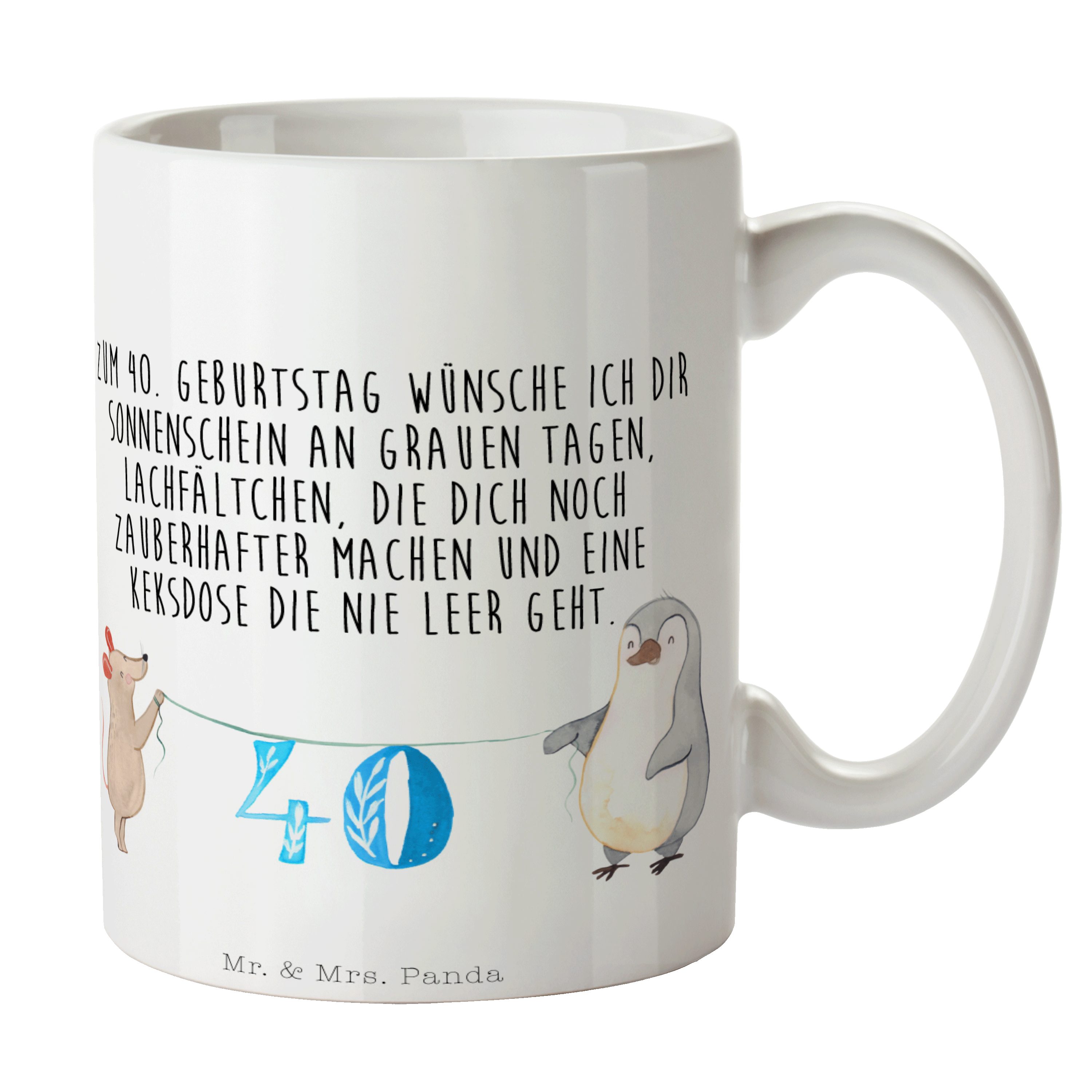 Geburtst, 40. Panda Motive, Geschenk, - Pinguin Tasse Weiß Mrs. Maus & Tasse Keramik Geburtstag - Mr.