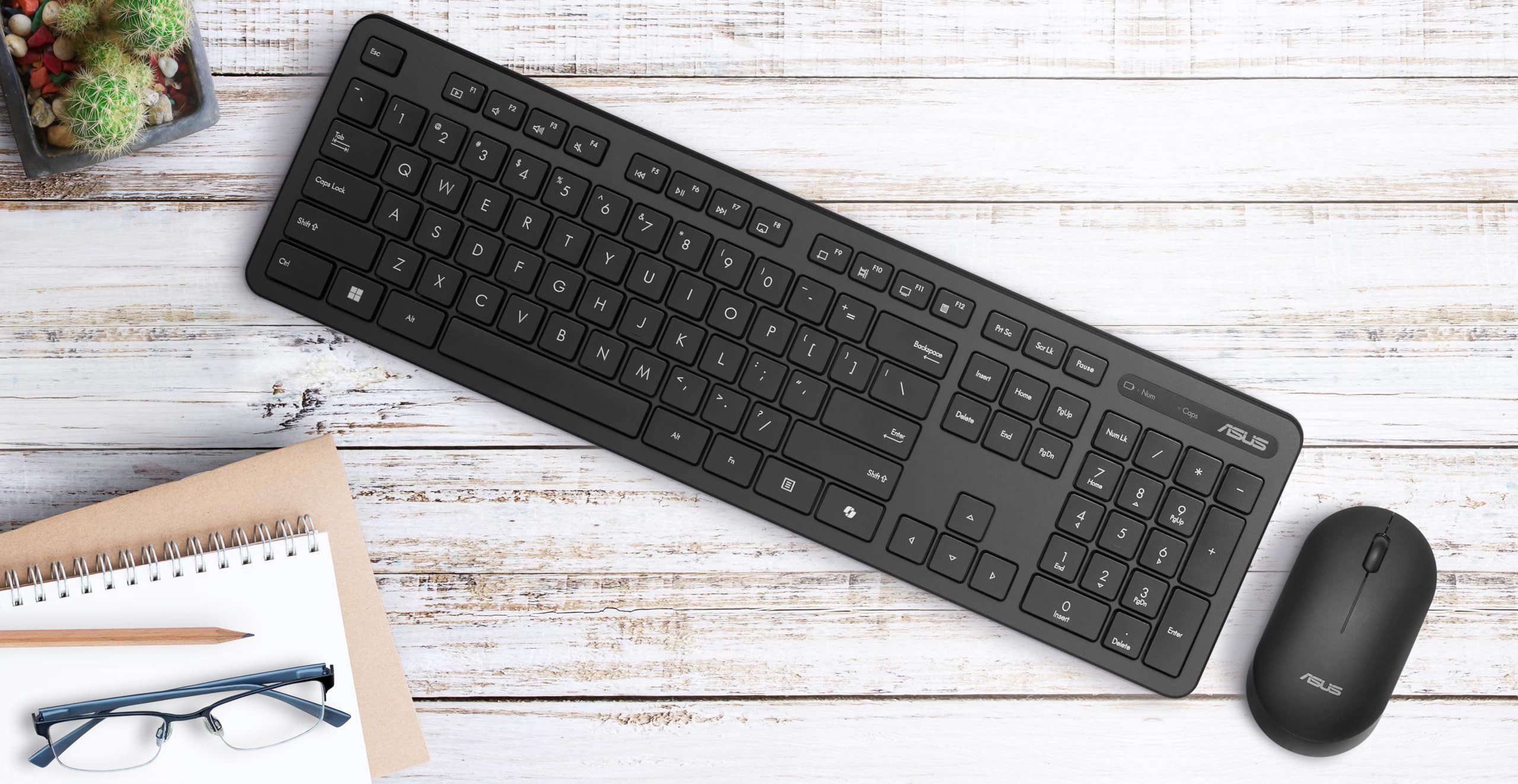 Asus CW100 Tastatur (Kabelloses 2.4 GHz Set mit Maus, USB & RF)