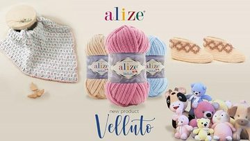 Alize 5 x ALIZE Velluto 378 Orchid Häkelwolle, 68 m, Chenillegarn,Kuschelweich für Babydecken, Amigurumi,Samtwolle