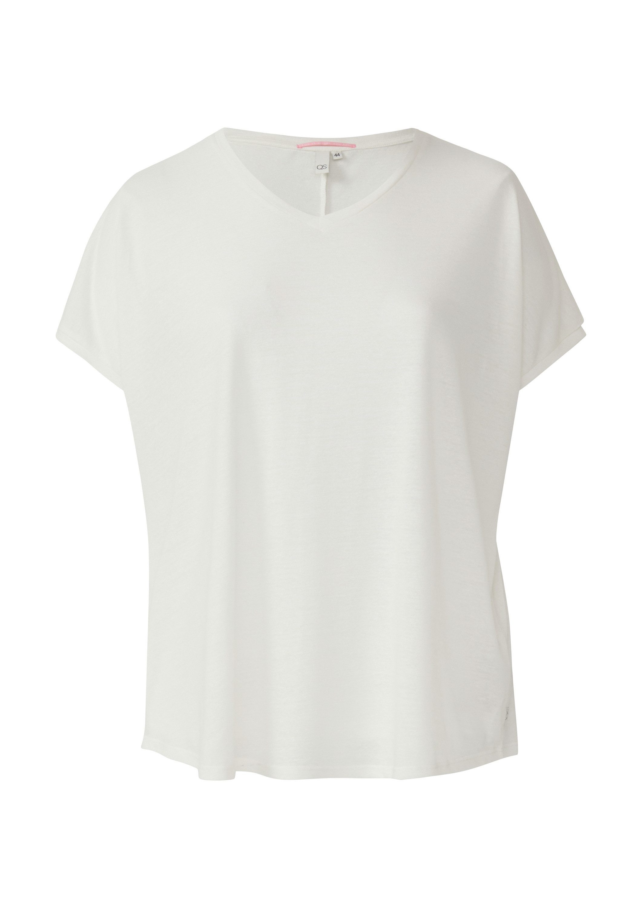 QS Kurzarmshirt T-Shirt Locker geschnittenes T-Shirt aus Leinenmix günstig online kaufen