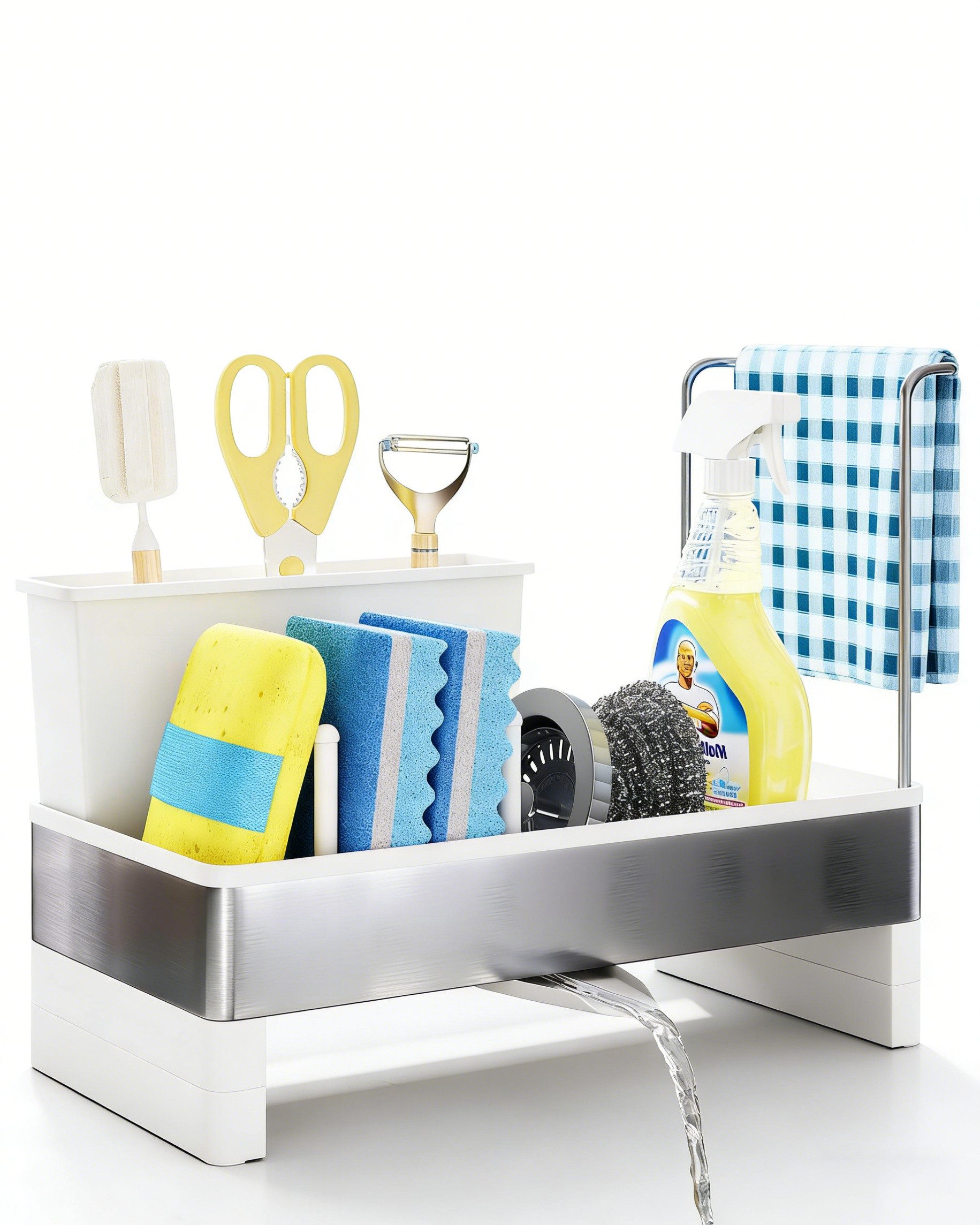 Küchenorganizer-Set Spülbecken Organizer – Schwammhalter mit automatischer Abflussfunktion