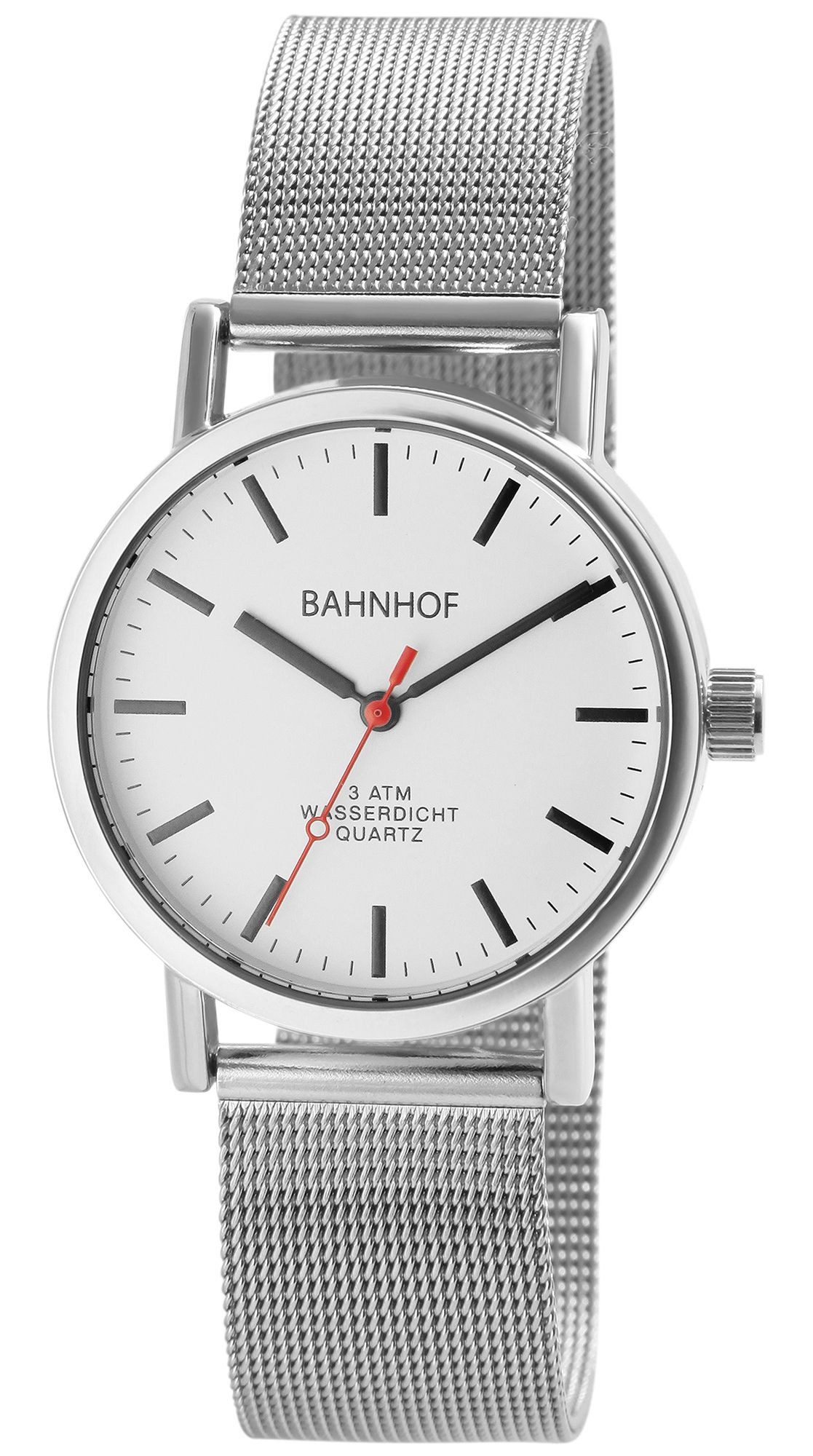 Bahnhof Quarzuhr 2310004 Bahnhofsuhr mit Milanesearmband günstig online kaufen