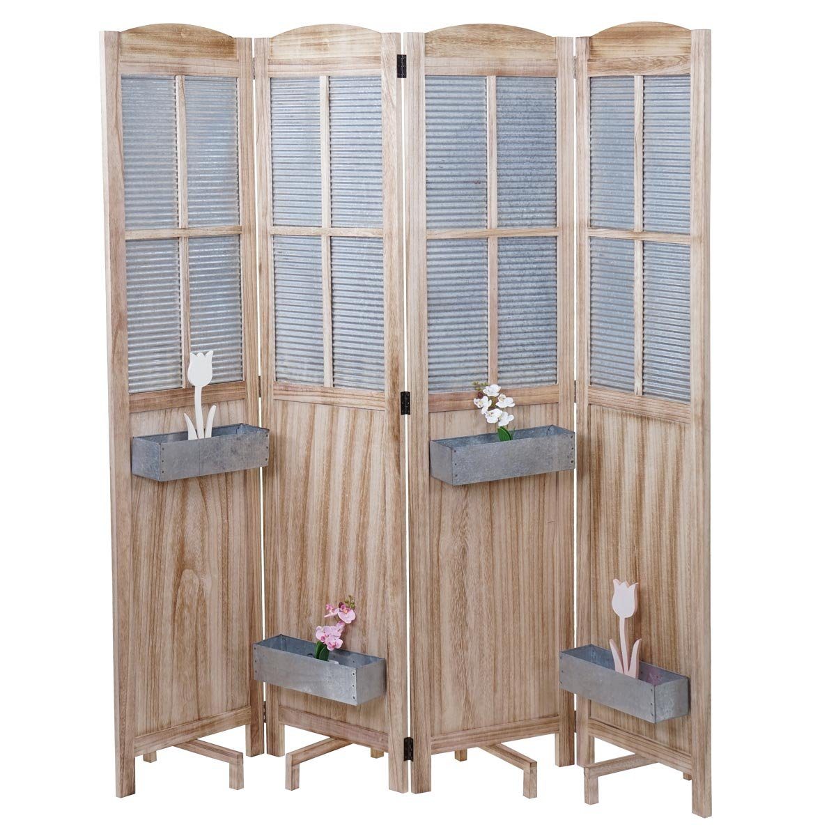 MCW Paravent MCW-D26, Inkl. 4 Pflanzkörbe, Pflanzkörbe abnehmbar, 4 Paneele günstig online kaufen