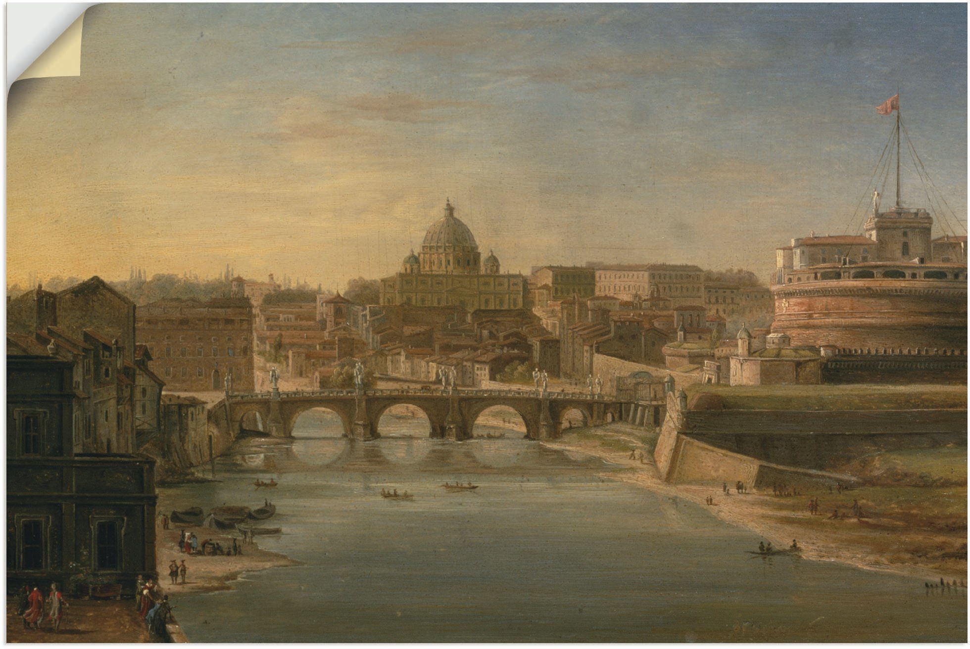 Artland Wandbild Rom: Blick auf den Tiber nach Süden, Brücken (1 St), als Alubild, Leinwandbild, Wandaufkleber oder Poster in versch. Größen