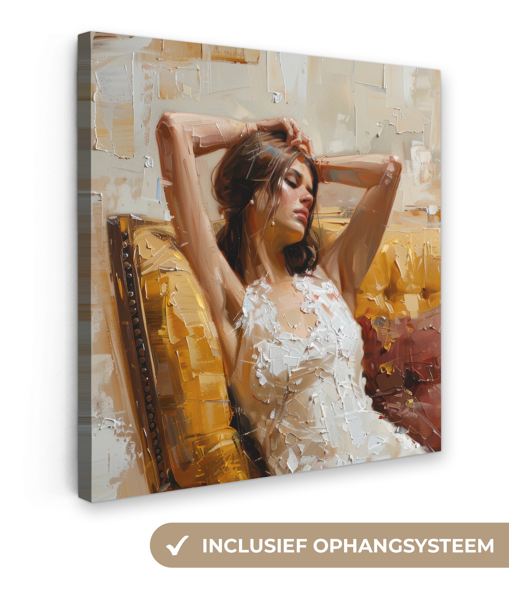 OneMillionCanvasses® Leinwandbild Frau - Kunst - Abstrakt - Modern, Fotodruck (1 St), Wandbild, Deko Schlafzimmer Wohnzimmer Flur 20x20 cm