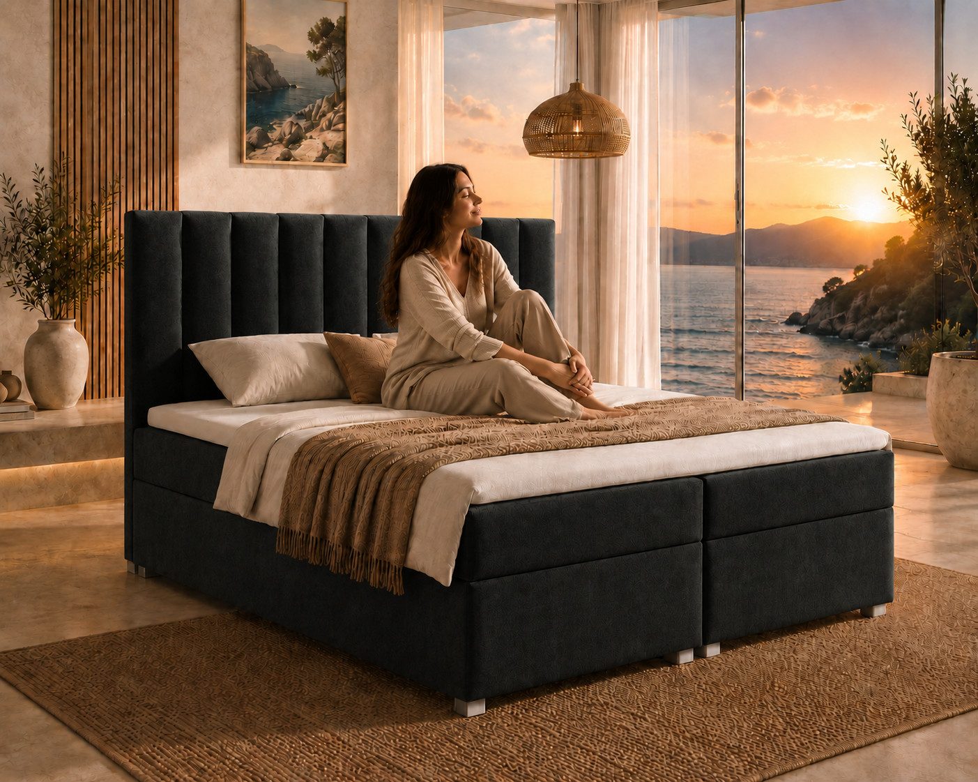 Best for Home Boxspringbett Trinity K-10 mit zwei Bettkasten Premium mit Komfort Topper – modern (Doppelbett mit Stauraum, Federkernmatratze, gepolstertes Kopfteil, Doppelbett versch. Größen, 140x200 160x200 180x200 200x200 cm), Handwerksqualität, TOP Preis-Leistungs-Verhältnis