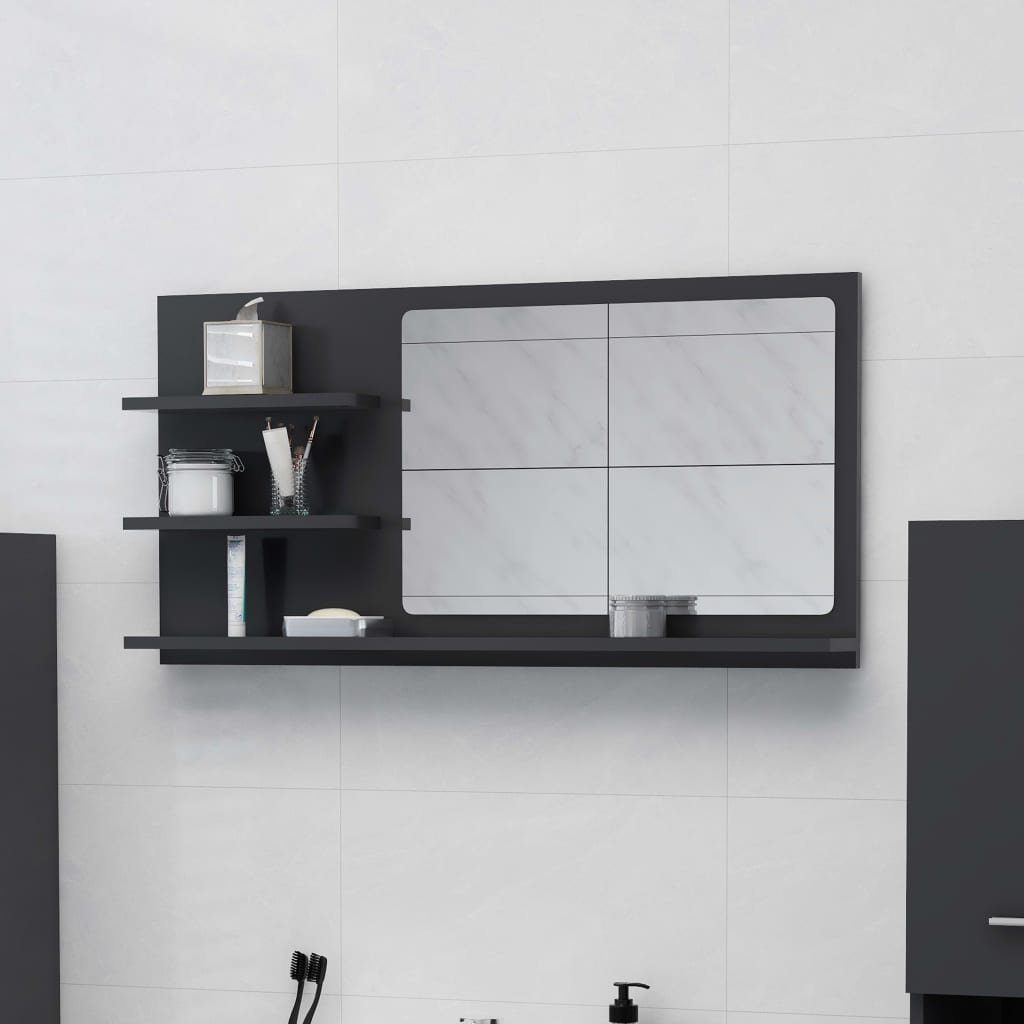 Grau Badezimmerspiegelschrank Holzwerkstoff Badspiegel 90x10,5x45 cm vidaXL (1-St)