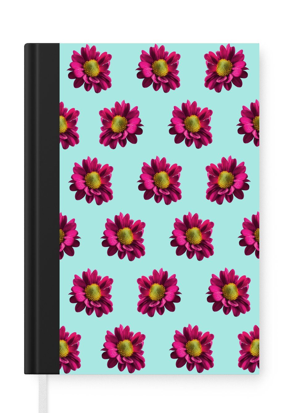 MuchoWow Notizbuch Blumen - Lila - Muster, Journal, Merkzettel, Tagebuch, Notizheft, A5, 98 Seiten, Haushaltsbuch