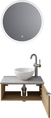 Saphir Badmöbel-Set Serie 6915, (4-St), Gäste-Bad, 70 cm breit, mit LED-Spiegel, offenem Fach und 1 Tür