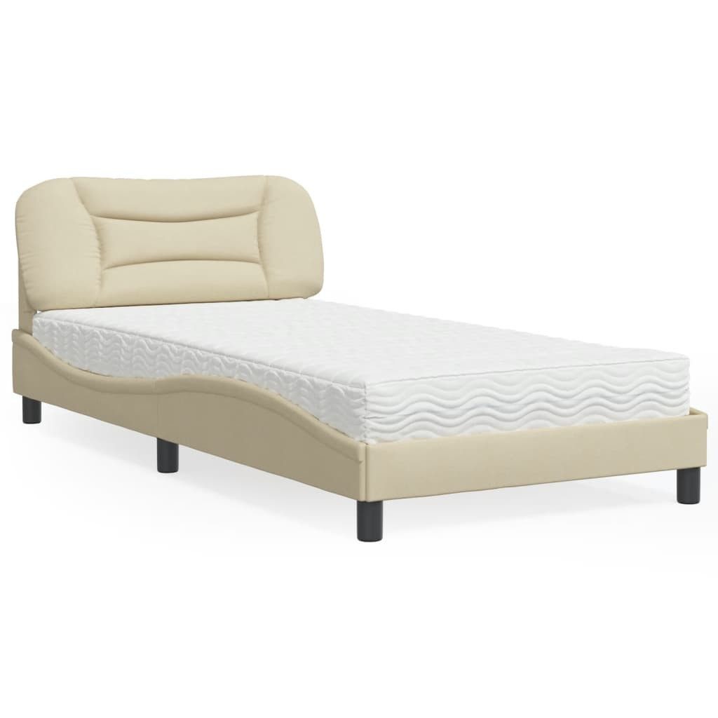 vidaXL Bett Bett mit Matratze Creme 100x200 cm Stoff günstig online kaufen