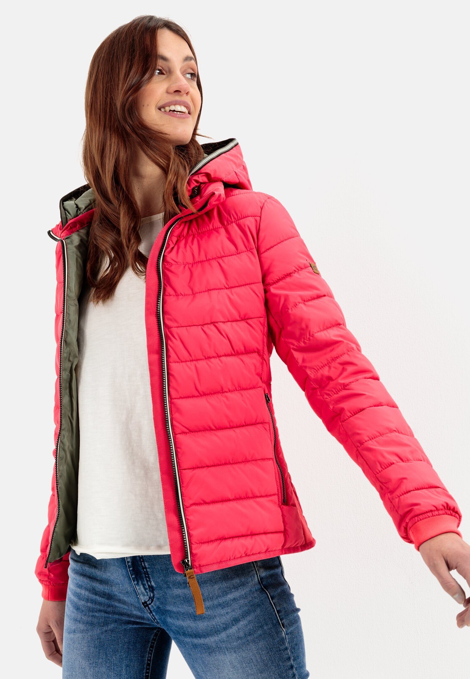 camel Steppjacke recyceltem Pink active aus Polyester