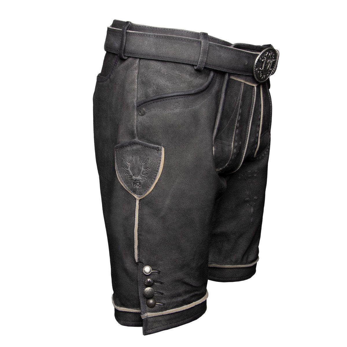 Krüger Trachtenlederhose Kuno mit Gürtel Herren (1-tlg) Trachtenlederhose, Trachtenhose, Bayerische Lederhose, Oktoberfest