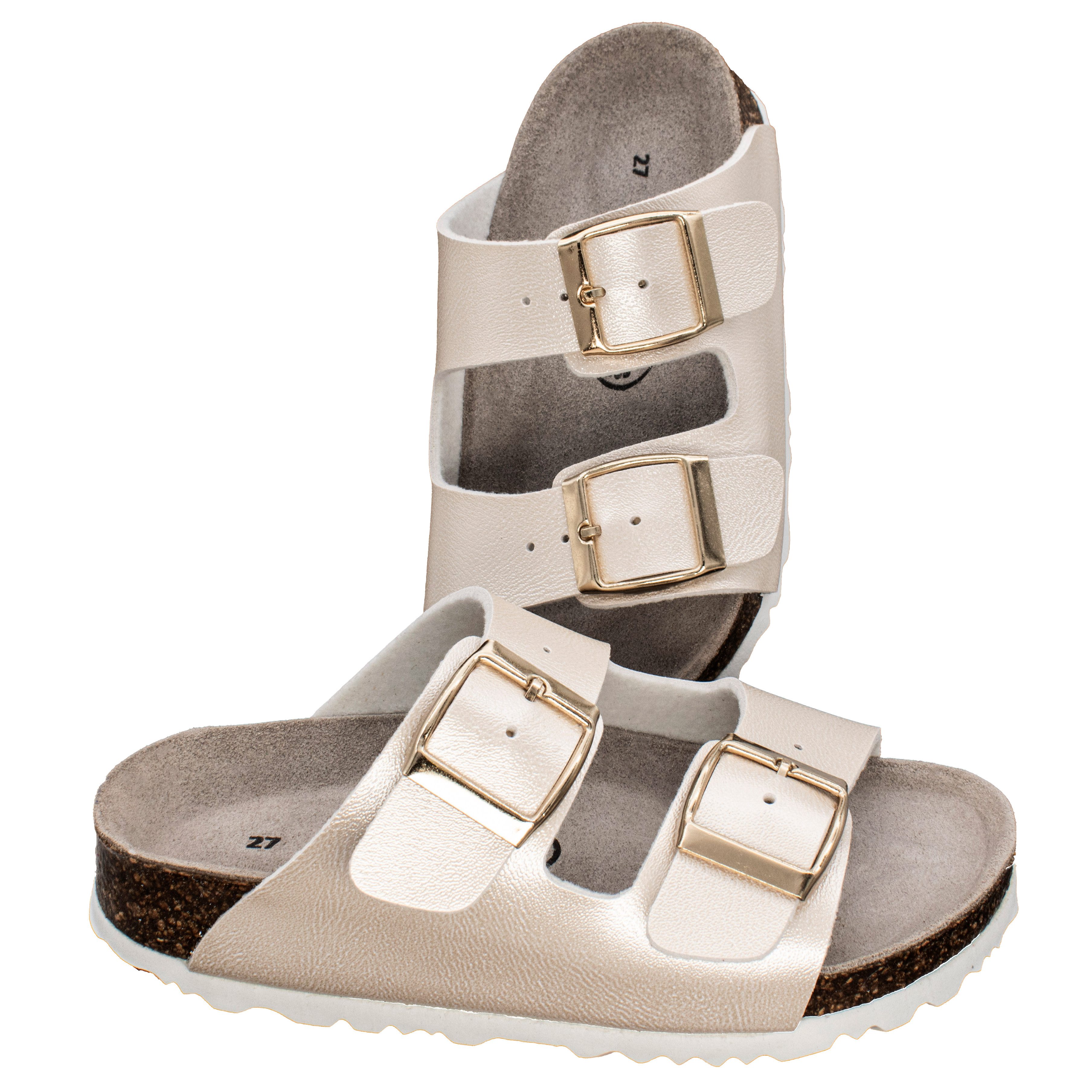 Fischer-Markenschuh Hawaii Pantolette aus Vegano (Lederimitat), mit Fleecefutter, gepolstertes Fußbett