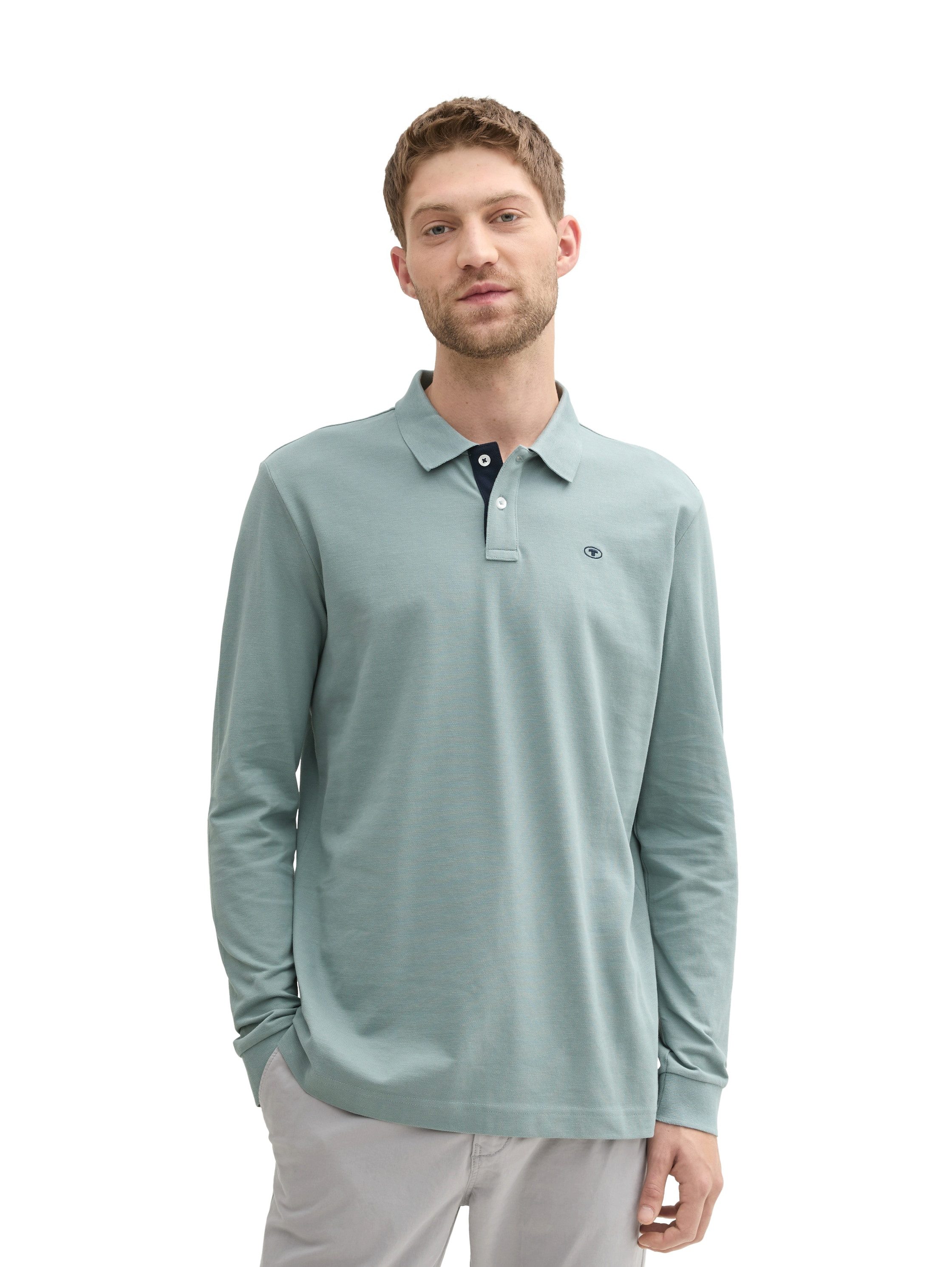 TOM TAILOR Langarm-Poloshirt mit Logo-Stickerei günstig online kaufen