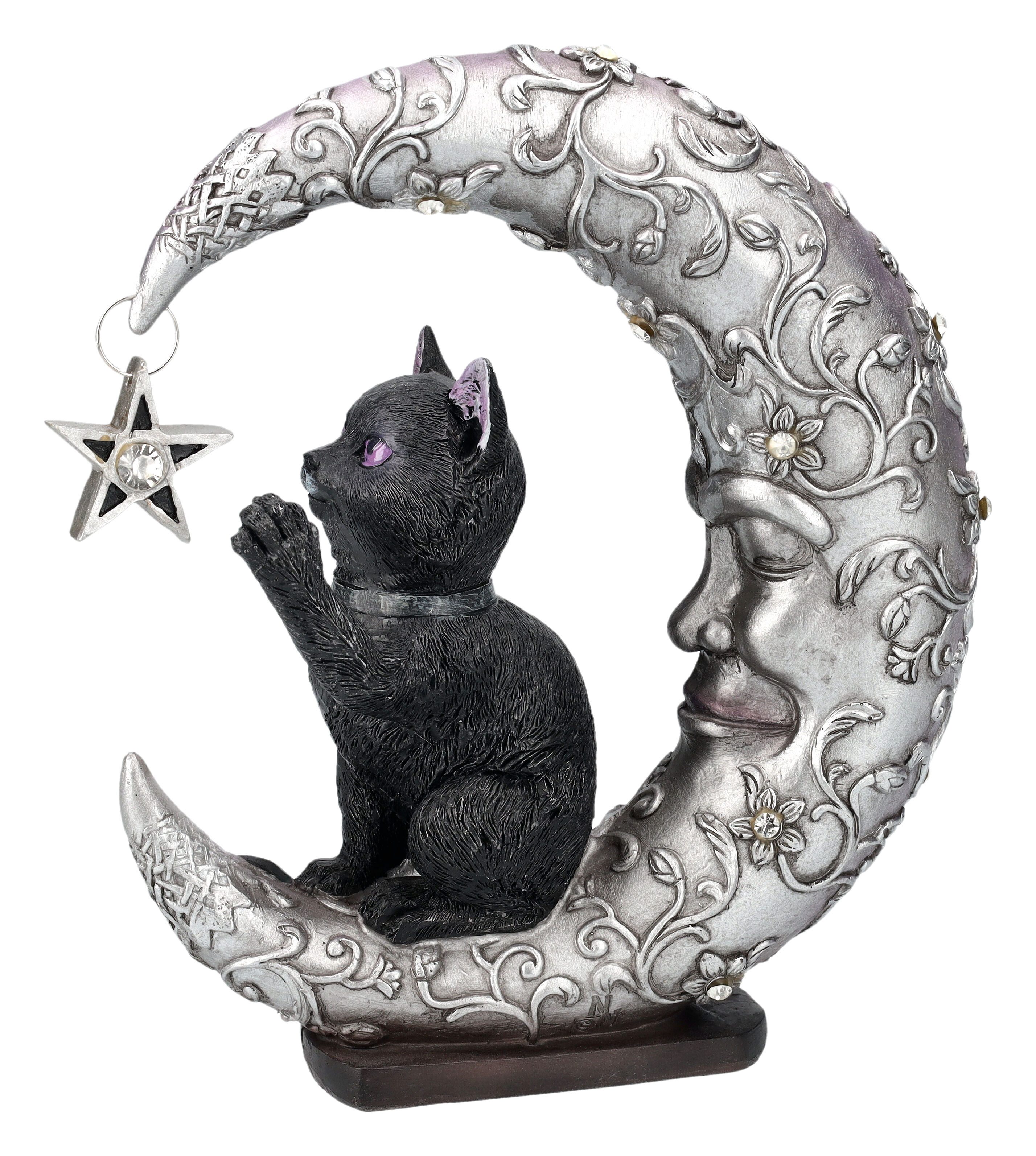 Figuren Shop GmbH Fantasy-Figur Katzenfigur auf Mond - Luna Companion - Nemesis Now - Fantasy Katze