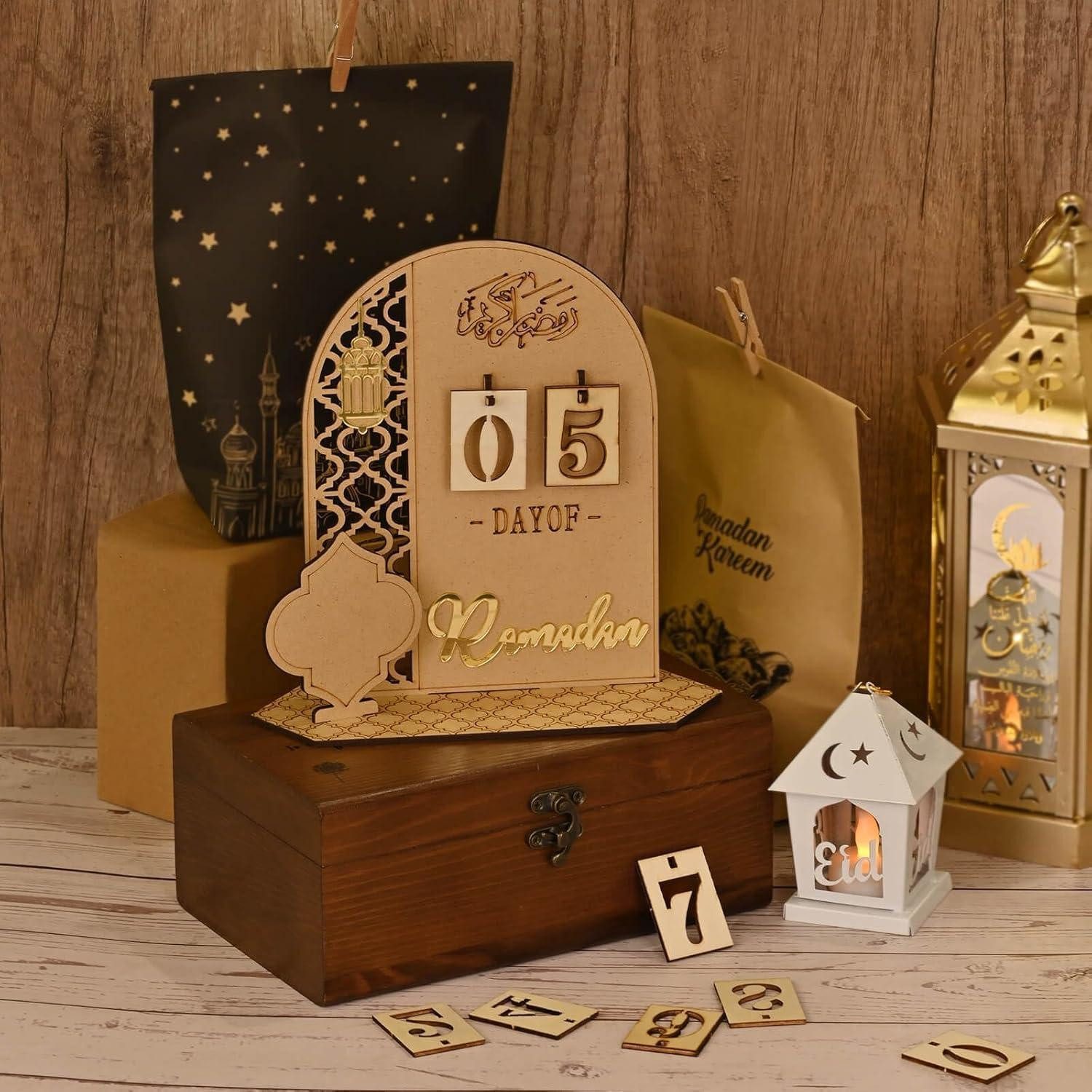 LuxusKollektion DIY-Adventskalender Ramadan Kalender Holz Kinder Eid Mubarak Adventskalender style 3