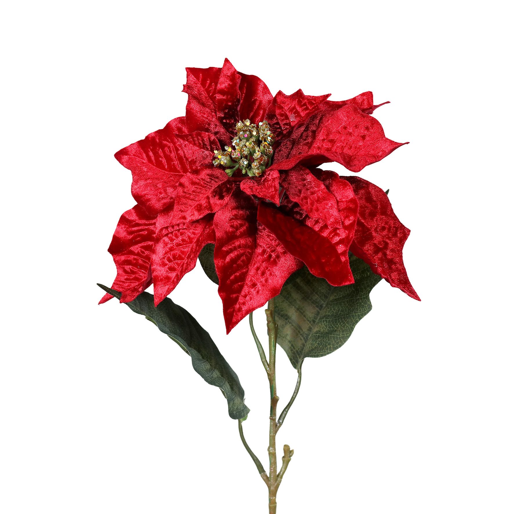 Kunstblume 2 Stück künstlicher Weihnachtsstern 75cm rot DP Samtige Velvet-Blüte, Seidenblumen Roß, Höhe 75,00 cm