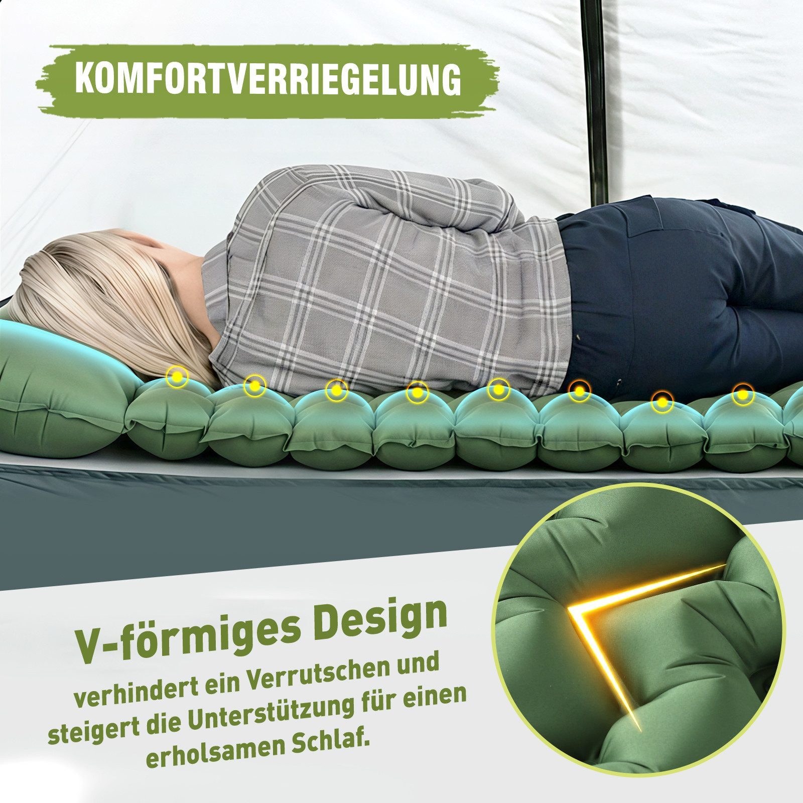 Elegear Isomatte Isomatte 10cm+Faltbarer Bollerwagen 120L Set für Camping Strand Reisen, (Set, 2-tlg., 1 x Bollerwagen; 1 x Isomatte), Fußpumpe, 100 kg Traglast, All-Terrain Räder, Kompakt & Tragbar