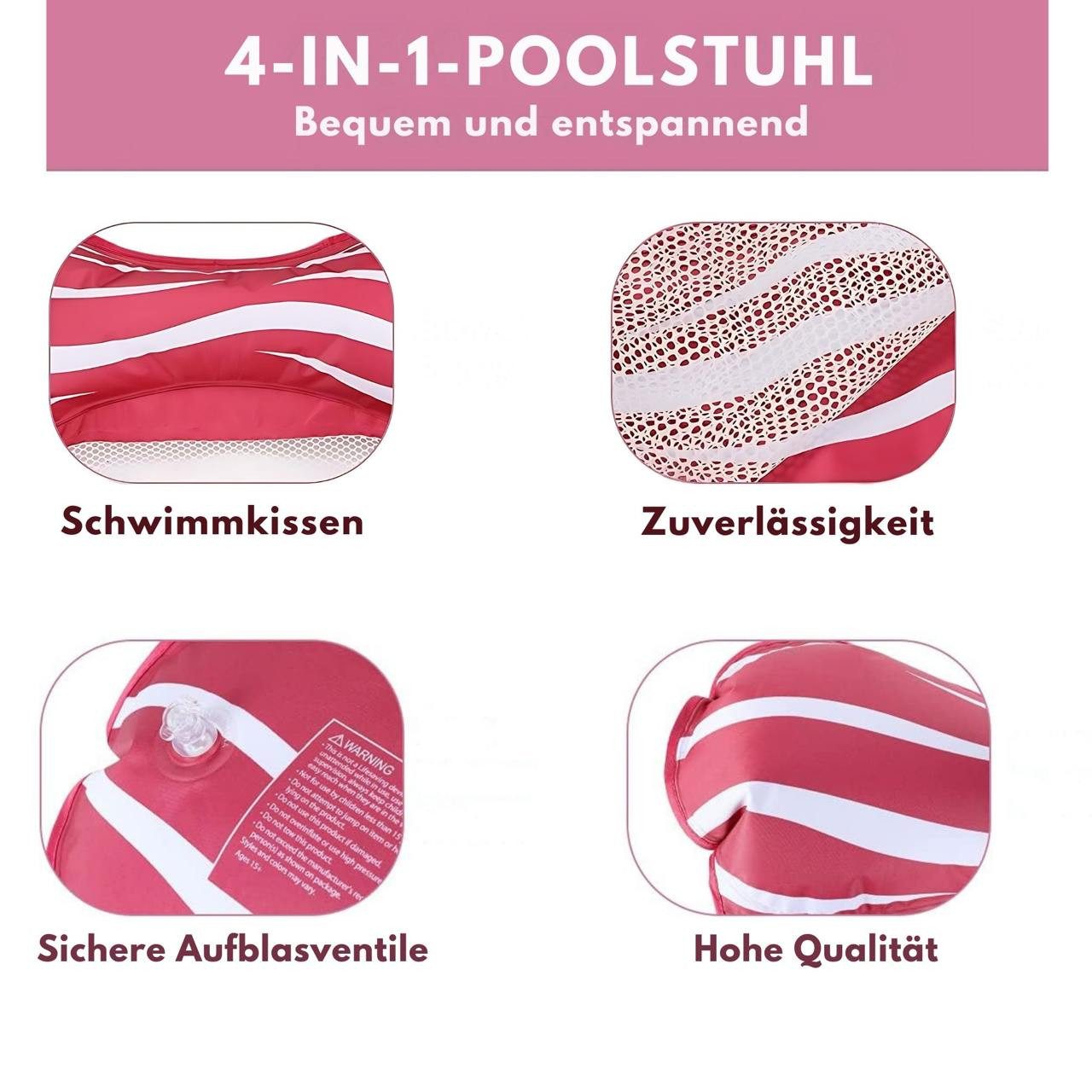 Diyarts Luftmatratze, (Premium 4-in-1 Aufblasbare Wasserhängematte, 1-St., Poolmatratze mit ergonomischen Design), Große Lastkapazität, Kompakt & Tragbar, für Pool und Strand