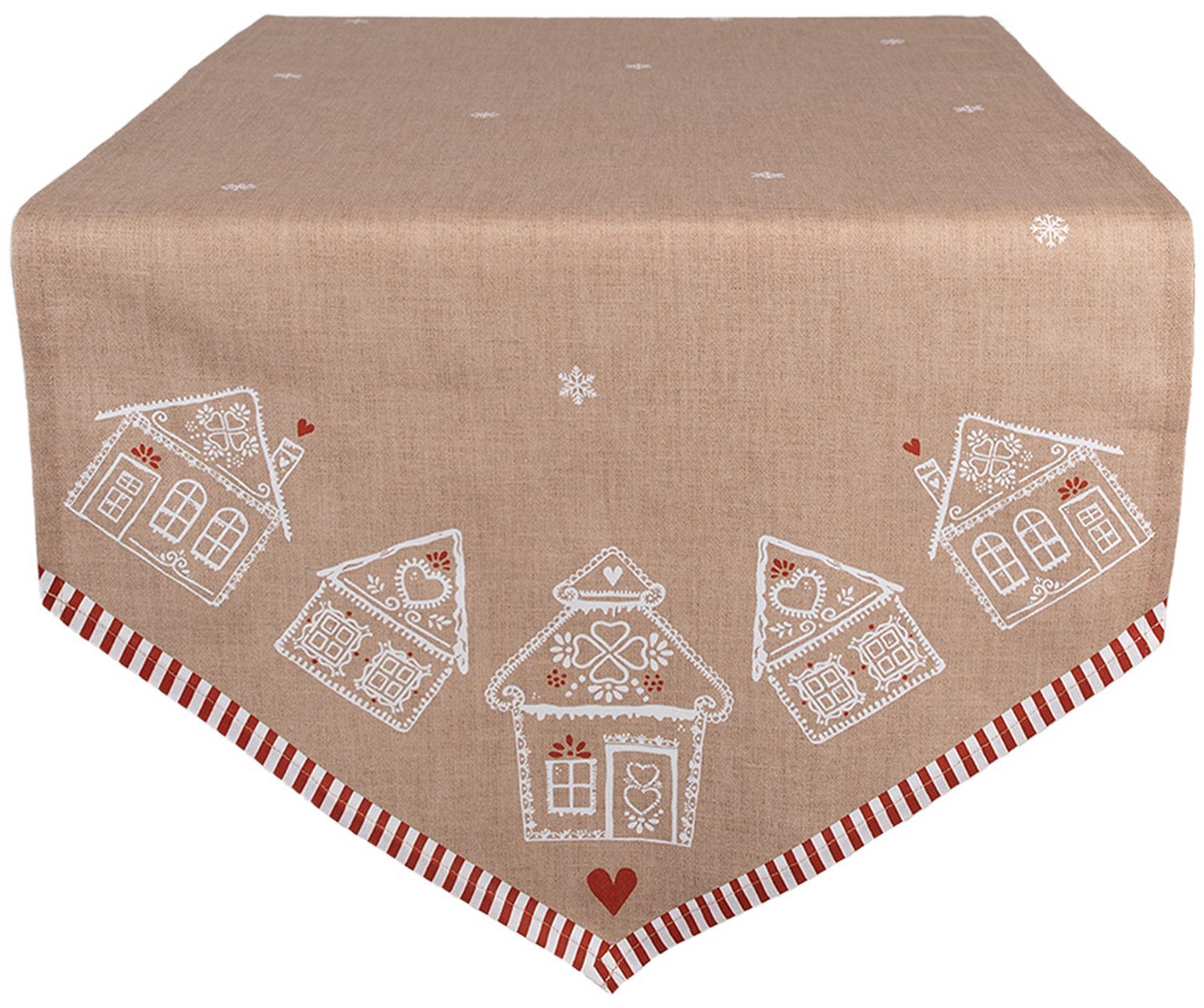 Clayre & Eef Tischläufer Gingerbread Bliss (1-tlg, 1-teilig), Tischläufer Tischdecke ca.50x160cm Baumwolle