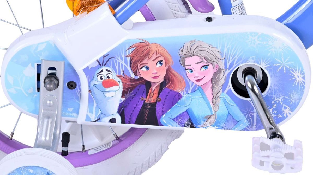 Volare Kinderfahrrad 14 Zoll Kinder Mädchen Fahrrad Rad Frozen 2 Eiskönigin Elsa 21416-SACB, 1 Gang, Rücktritt, Korb,Stützräder,Kettenschutz, Schutzbleche