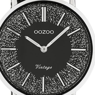 OOZOO Quarzuhr Oozoo Damen Armbanduhr schwarz Analog, (Analoguhr), Damenuhr rund, mittel (ca. 32mm) Edelstahlarmband, Casual-Style