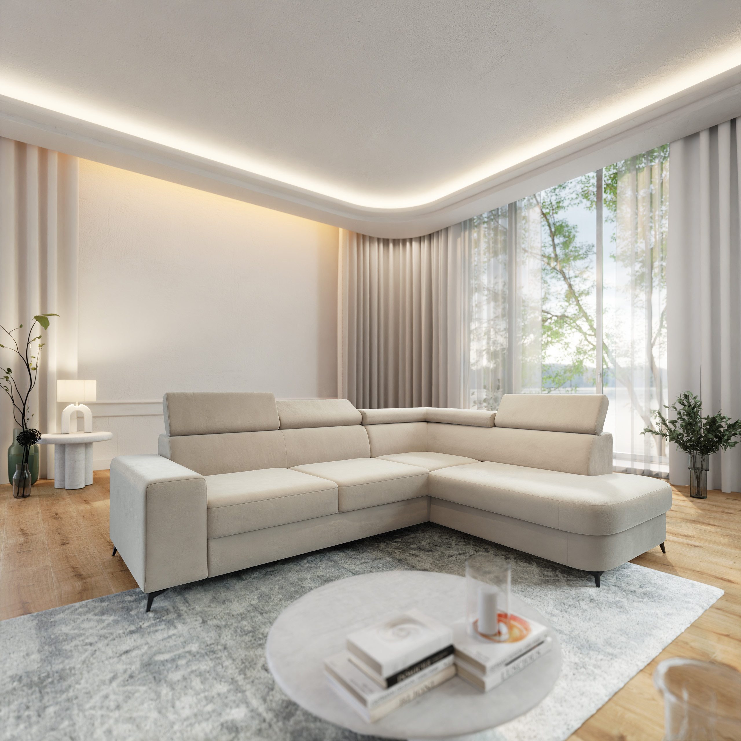 Masseno Ecksofa ALVORO mit Schlaffunktion L-Form, Sofa mit Bettkasten günstig online kaufen